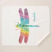Prachtige regenboogWaterverf Dragonfly gepersonali Sherpa Deken (Voorkant (horizontaal))