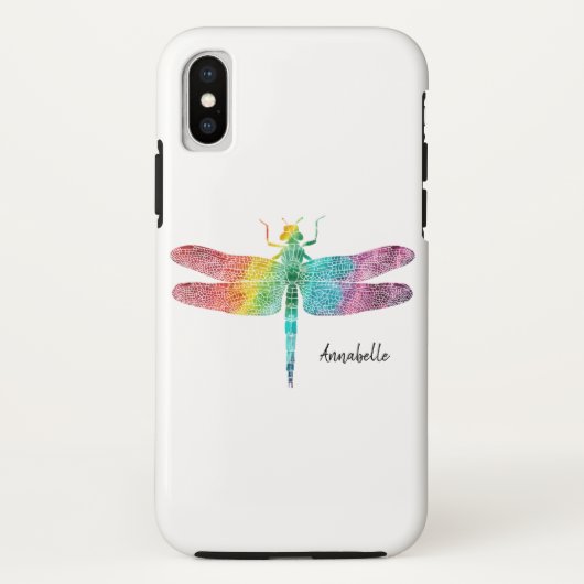 Prachtige regenboogWaterverf Dragonfly Silhouette Case-Mate iPhone Case (Achterkant)