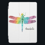 Prachtige regenboogWaterverf Dragonfly Silhouette iPad Pro Cover<br><div class="desc">Prachtige regenboogWaterverf Dragonfly Silhouette Persoonlijke tabletafdekking voor Ipad of Kindle. Regenboog van kleuren in waterverf,  ligonfly silhouet.  Voeg naam toe aan personaliseren. www.SamAnnDesigns.com</div>