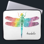 Prachtige regenboogWaterverf Dragonfly Silhouette Laptop Sleeve<br><div class="desc">Prachtige Waterverf voor regenboog Dragonfly Silhouette persoonlijke laptophoes. Regenboog van kleuren in waterverf,  ligonfly silhouet.  Voeg naam toe aan personaliseren. www.SamAnnDesigns.com</div>