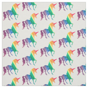 Prachtige regenboogWaterverf Unicorn Silhouette Stof