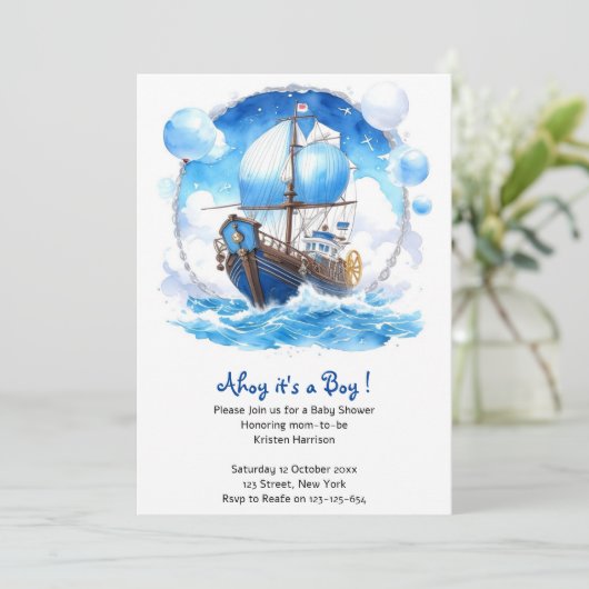 Prachtige reis: Nautical Boy Baby shower Kaart (Staand voorkant)