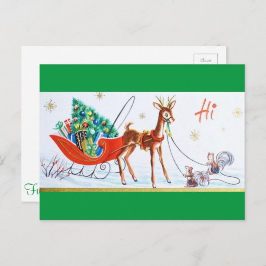 Prachtige  rendierziekte uit de middeleeuwen briefkaart (Voorkant / Achterkant)