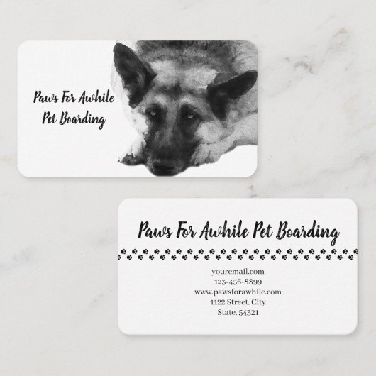 Prachtige Resting German Shepherd in Waterverf Visitekaartje (Voorkant / Achterkant)