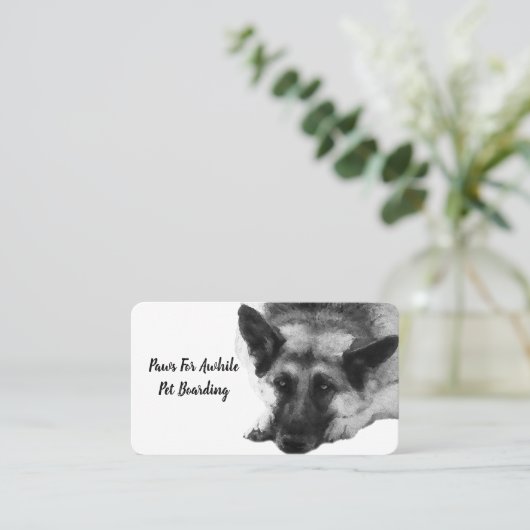 Prachtige Resting German Shepherd in Waterverf Visitekaartje (Staand voorkant)