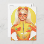 Prachtige Retro Blond Vrouw Twee Zonnebrillen 0n Briefkaart (Voorkant / Achterkant)