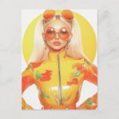 Prachtige Retro Blond Vrouw Twee Zonnebrillen 0n Briefkaart (Voorkant)