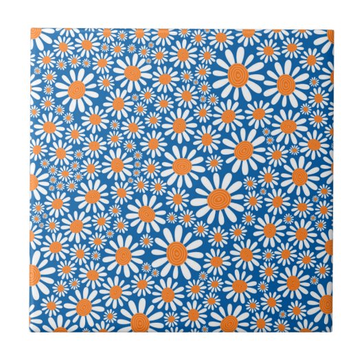 Prachtige Retro Daisy Pattern Tegeltje (Voorkant)
