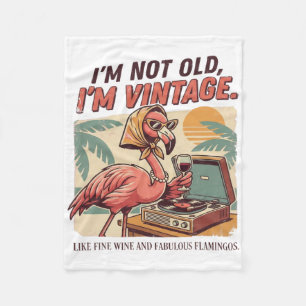 Prachtige Retro Flamingo Wijn Ik Ben Niet Oud Ik B Fleece Deken