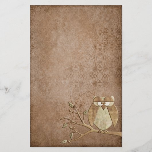 Prachtige Retro Owl Stationery Briefpapier (Voorkant)