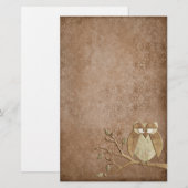 Prachtige Retro Owl Stationery Briefpapier (Voorkant / Achterkant)