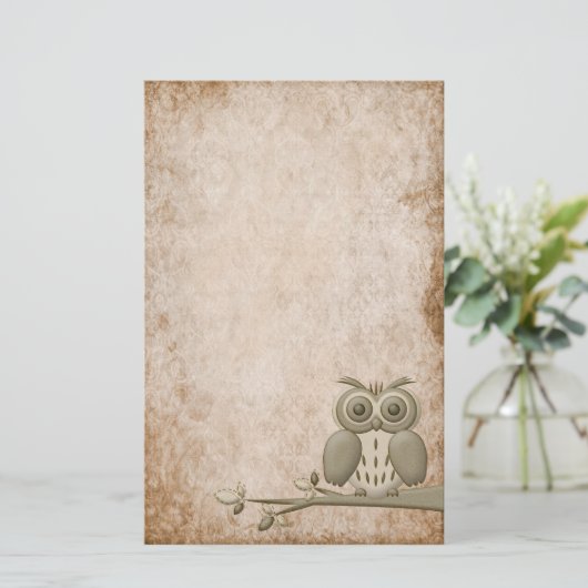 Prachtige Retro Owl Stationery Briefpapier (Staand voorkant)
