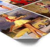 Prachtige  Retro Pin Up Girl Muismat Poster (Hoek)