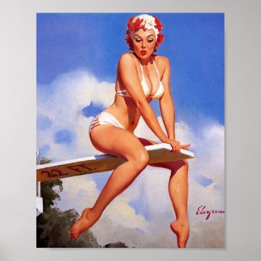 Prachtige Retro Pin Up Girl Poster (Voorkant)