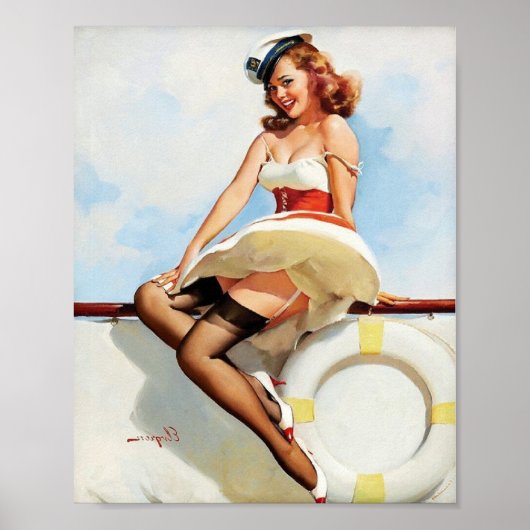 Prachtige Retro Pin Up Girl Poster (Voorkant)