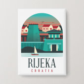 Prachtige Rijeka Kroatië Vintage Travel Button (Voorkant)