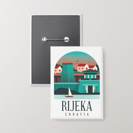 Prachtige Rijeka Kroatië Vintage Travel Button (Voorkant / Achterkant)