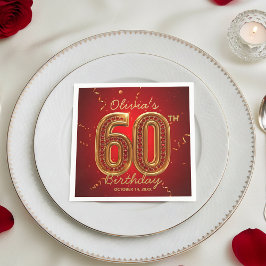 Prachtige Robijnrode Gouden Juwelen 60e Verjaardag Servet