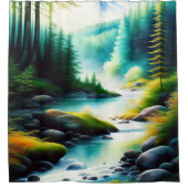 Prachtige Rocky River door het bergbos Douchegordijn (Voorkant)