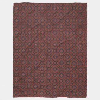Prachtige rode & blauwe bloemenbatik fleece deken