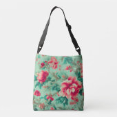 Prachtige rode bloemen en weelderige groene blader crossbody tas (Achterkant)