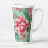 Prachtige rode bloemen en weelderige groene blader latte mok (Rechts)