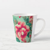 Prachtige rode bloemen en weelderige groene blader latte mok (Rechts)