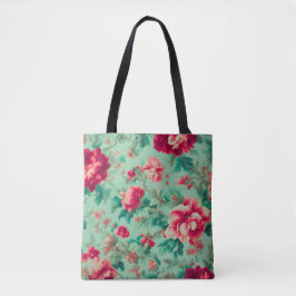 Prachtige rode bloemen en weelderige groene blader tote bag
