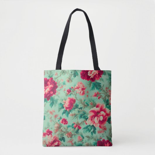 Prachtige rode bloemen en weelderige groene blader tote bag (Voorkant)
