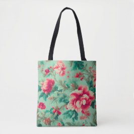 Prachtige rode bloemen en weelderige groene blader tote bag