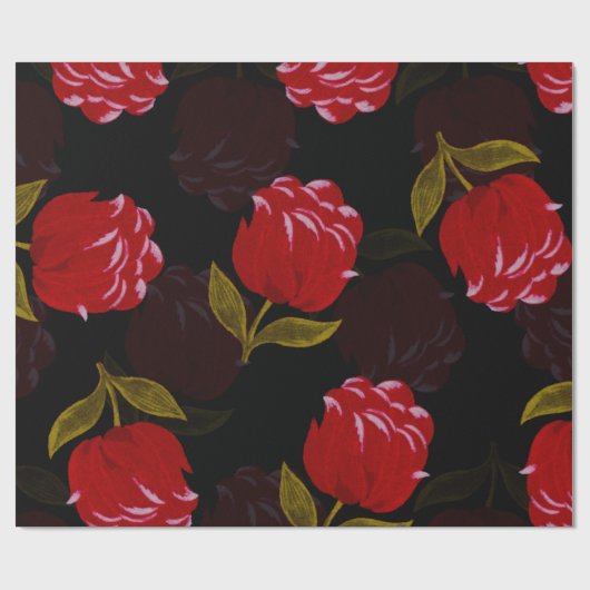 Prachtige rode doorschijnende rozen borduurpatrone cadeaupapier (Vlak)