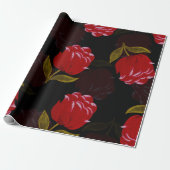 Prachtige rode doorschijnende rozen borduurpatrone cadeaupapier (Uitgerold)