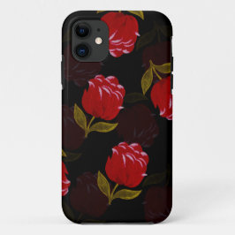 Prachtige rode doorschijnende rozen borduurpatrone Case-Mate iPhone case