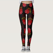Prachtige rode doorschijnende rozen borduurpatrone leggings (Voorkant)