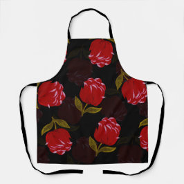Prachtige rode doorschijnende rozen borduurpatrone schort