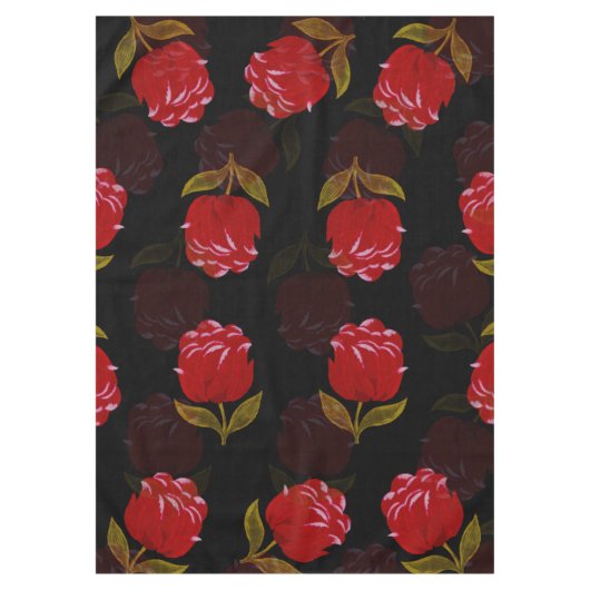Prachtige rode doorschijnende rozen borduurpatrone tafelkleed (Voorkant)