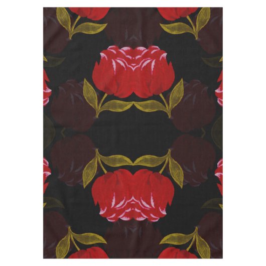 Prachtige rode doorschijnende rozen borduurpatrone tafelkleed (Voorkant)