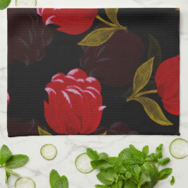 Prachtige rode doorschijnende rozen borduurpatrone theedoek