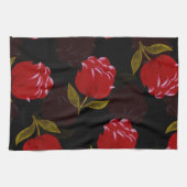 Prachtige rode doorschijnende rozen borduurpatrone theedoek (Horizontaal)