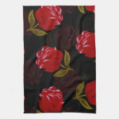 Prachtige rode doorschijnende rozen borduurpatrone theedoek (Verticaal)