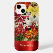 Prachtige rode en gouden  Lelies met Monogram Case-Mate iPhone Case (Achterkant)