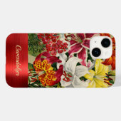 Prachtige rode en gouden  Lelies met Monogram Case-Mate iPhone Case (Achterkant (horizontaal))
