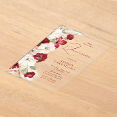 Prachtige rode en witte bloemen Quinceanera Acryl Uitnodigingen (Laagn)