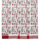 Prachtige rode geruite Waterverf kerstelementen Douchegordijn (Voorkant)