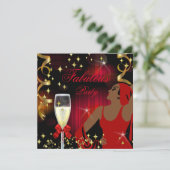 Prachtige Rode Glitter Divaverjaardag Kaart (Staand voorkant)