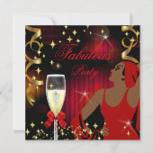 Prachtige Rode Glitter Divaverjaardag Kaart (Voorkant)