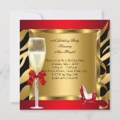 Prachtige Rode Glitter Hakken Zebra Champagne Fees Kaart (Achterkant)