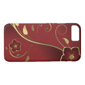 Prachtige rode & gouden bloemige beeldende kunst Case-Mate iPhone case (Achterkant (Horizontaal))