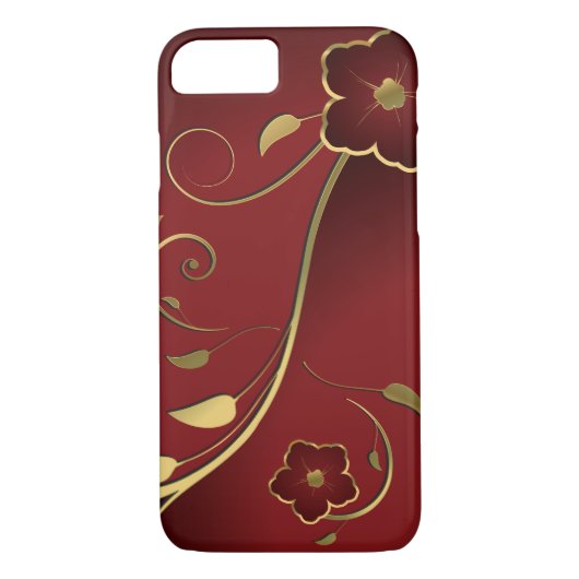 Prachtige rode & gouden bloemige beeldende kunst Case-Mate iPhone case (Achterkant)