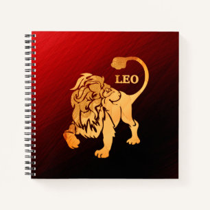 Prachtige Rode Leeuw Zodiac Notitieboek